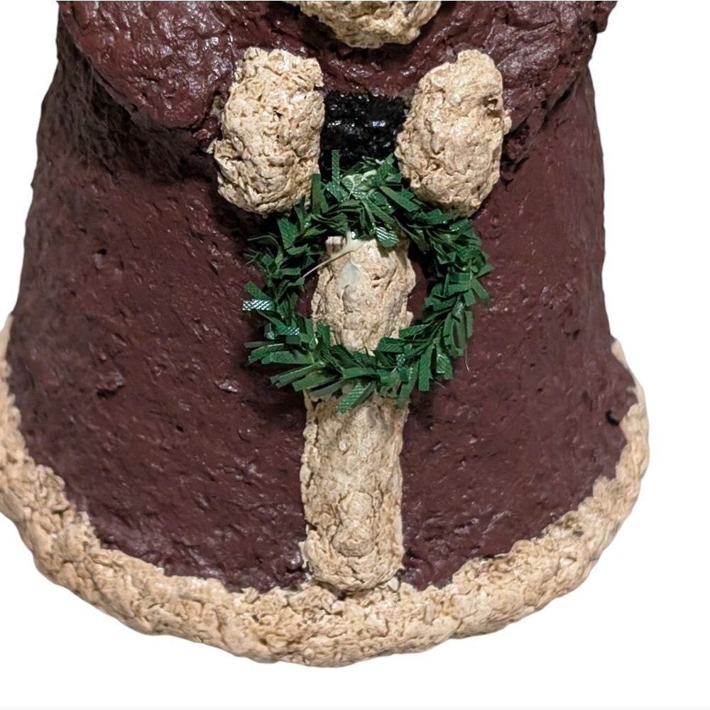 Vintage 1990 's paper mache Santa Claus with wreath Christmas Holiday hand-made - Picture 7 of 10